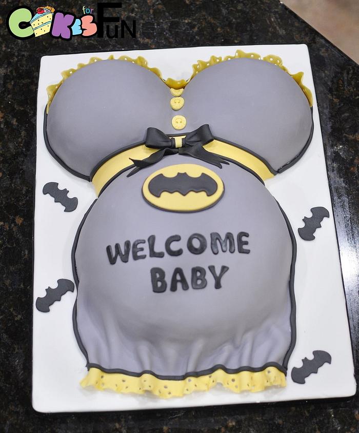 Batman baby bump cake