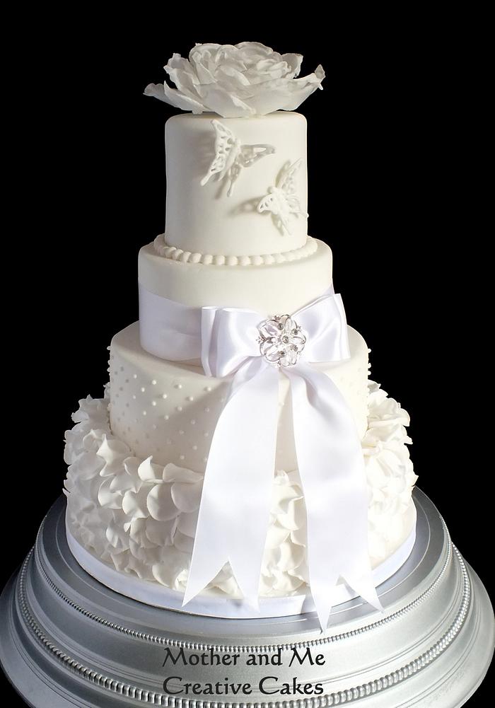 White Petal Wedding Cake