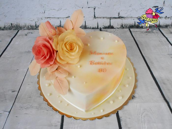Heart cake with roses