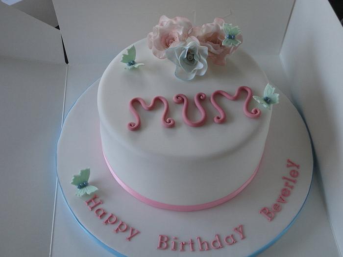 Birthday cake simple white with flowers