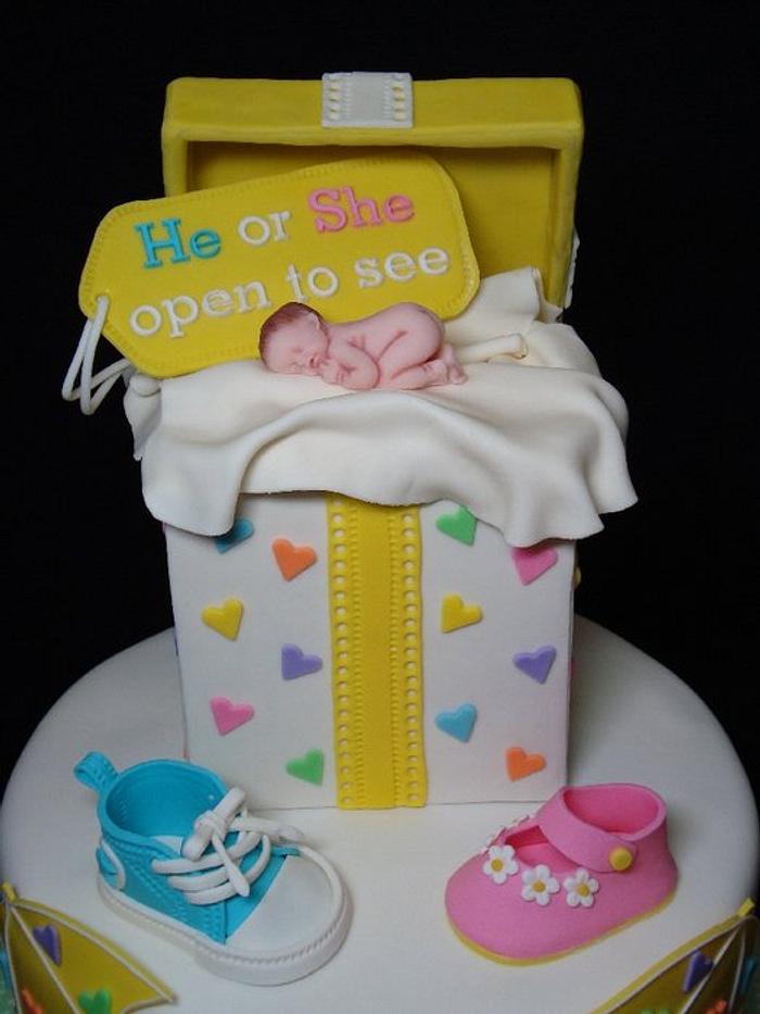 Gender Reveal Cake & Cupcake Tower