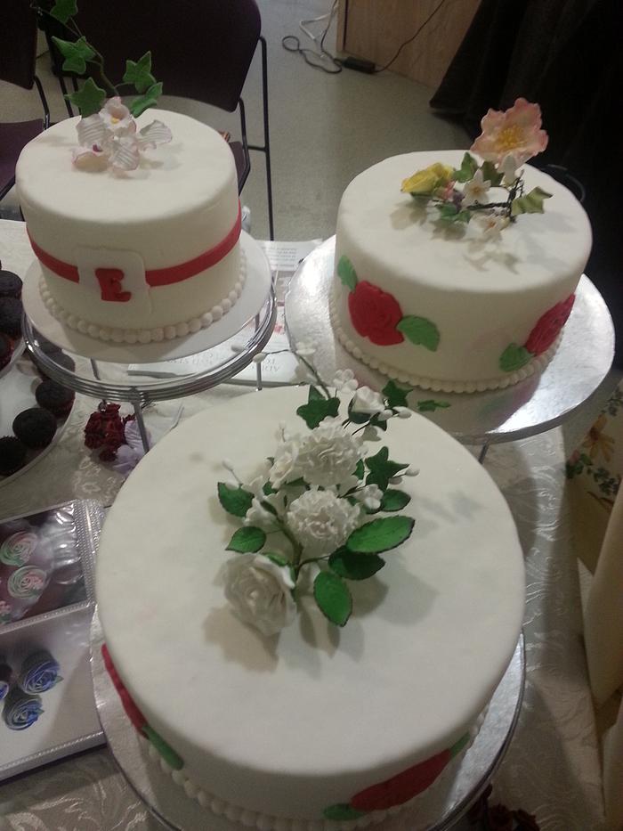 Red Rose and Monogram Wedding Cake