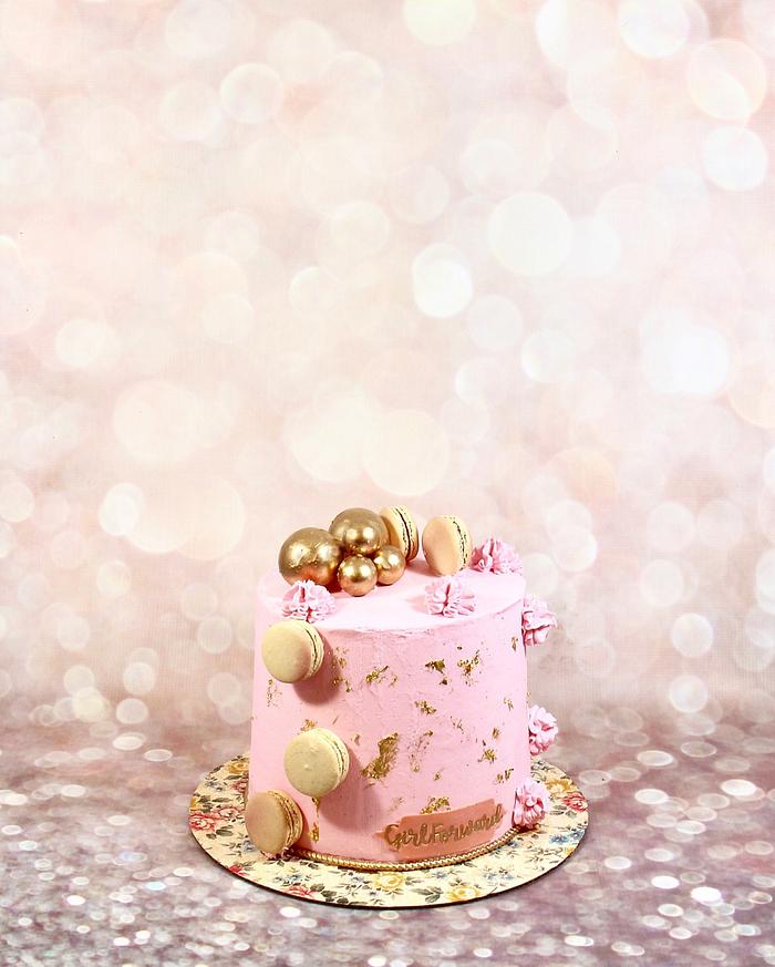 Pink and gold cake
