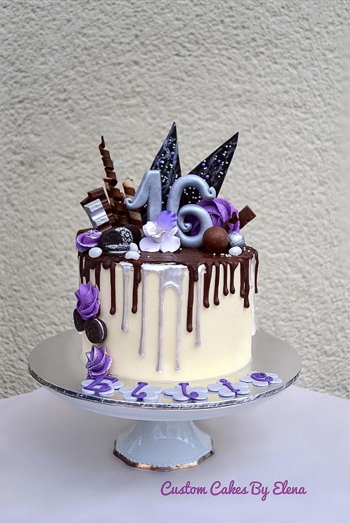 Purple Drippy Bday cake
