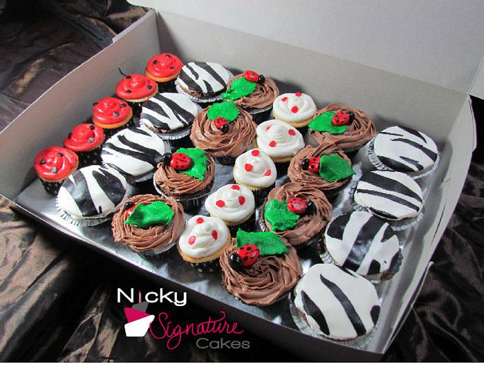 Lady Bug and Zebra cupcakes