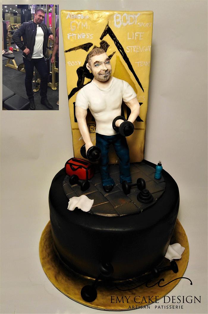 Personal trainer cake with realistic figure