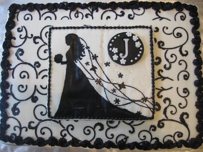 Black and White Bridal shower cake