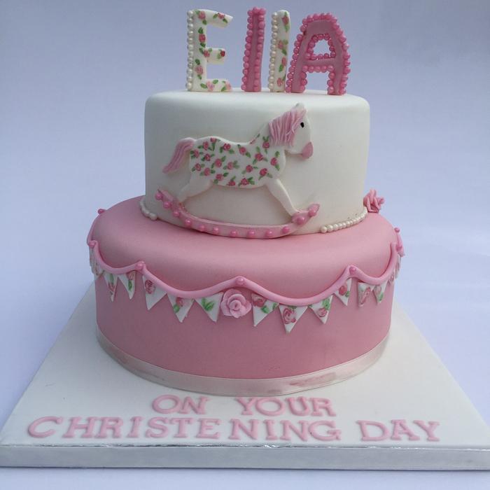 Pink christening cake 