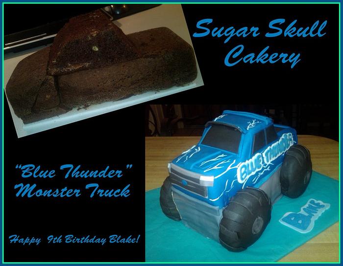 Blue Thunder Monster Truck Cake