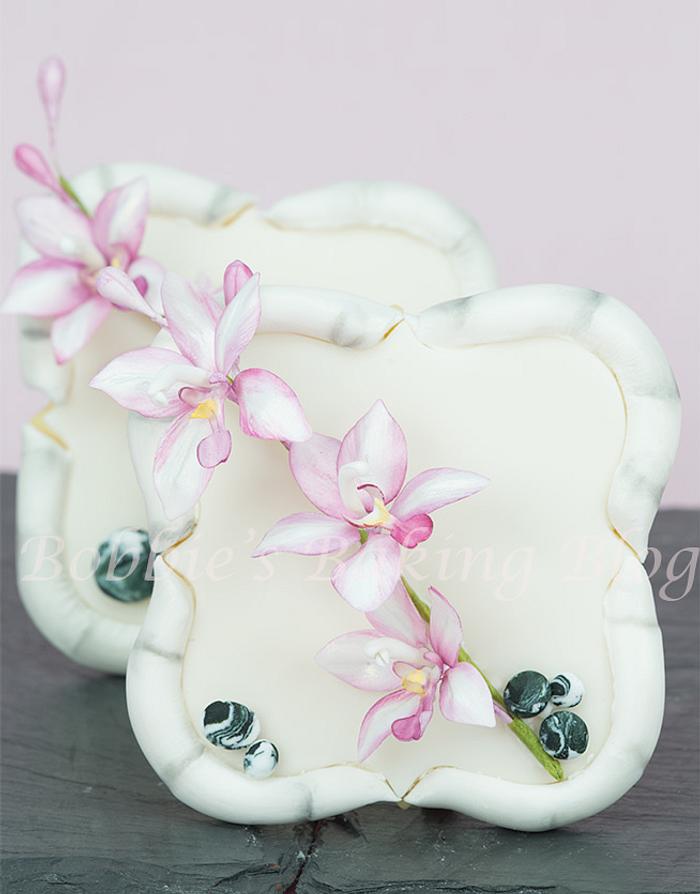 Fondant Bamboo Sugar Cookie and Flower Paste Asian Orchid Spray 