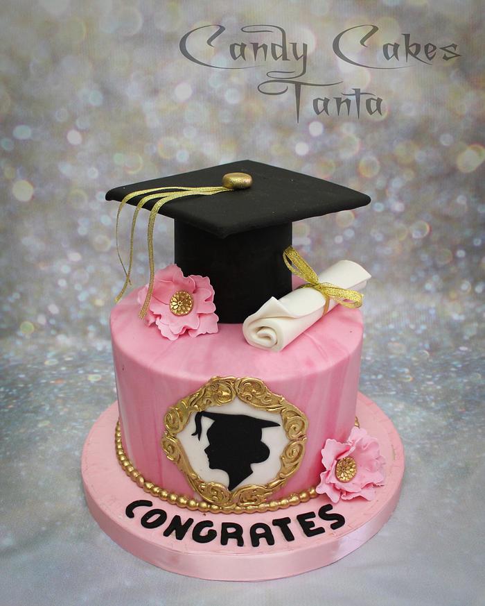 Pink &Gold Graduation Cake