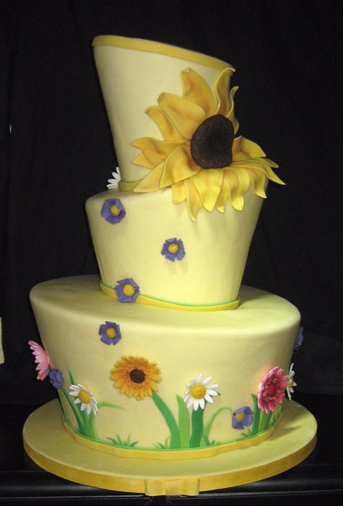 Sun flower wedding cake