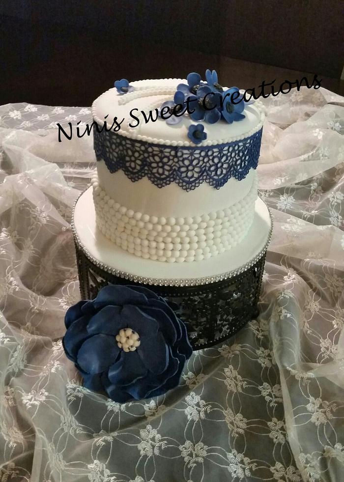 Midnight Blue Lace Cake