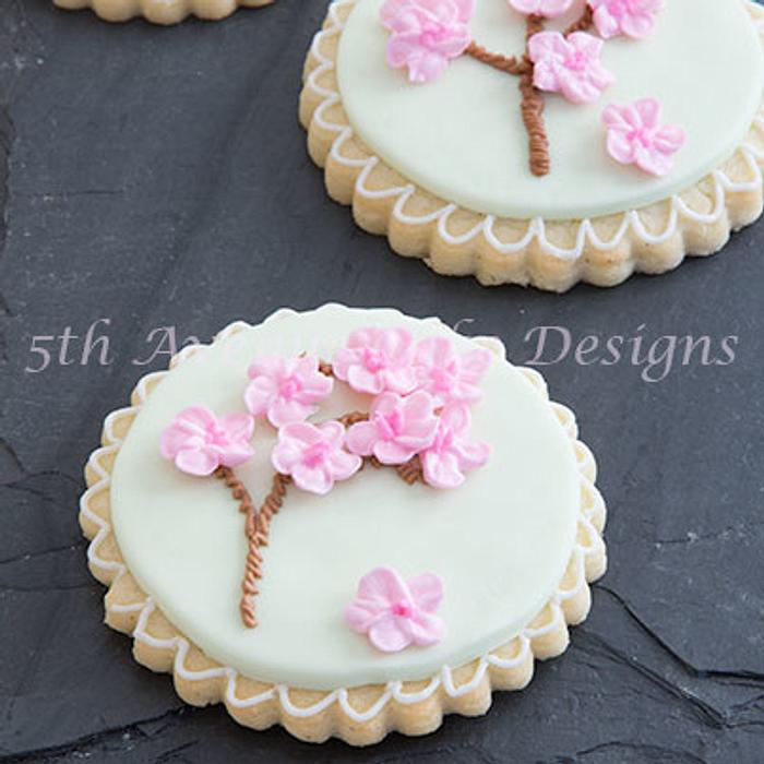 Cherry Blossom Trees Piped On A Cookie