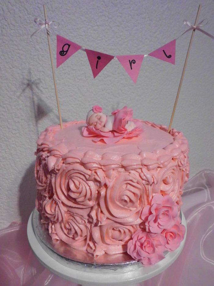 Baby Shower - Baby girl and roses