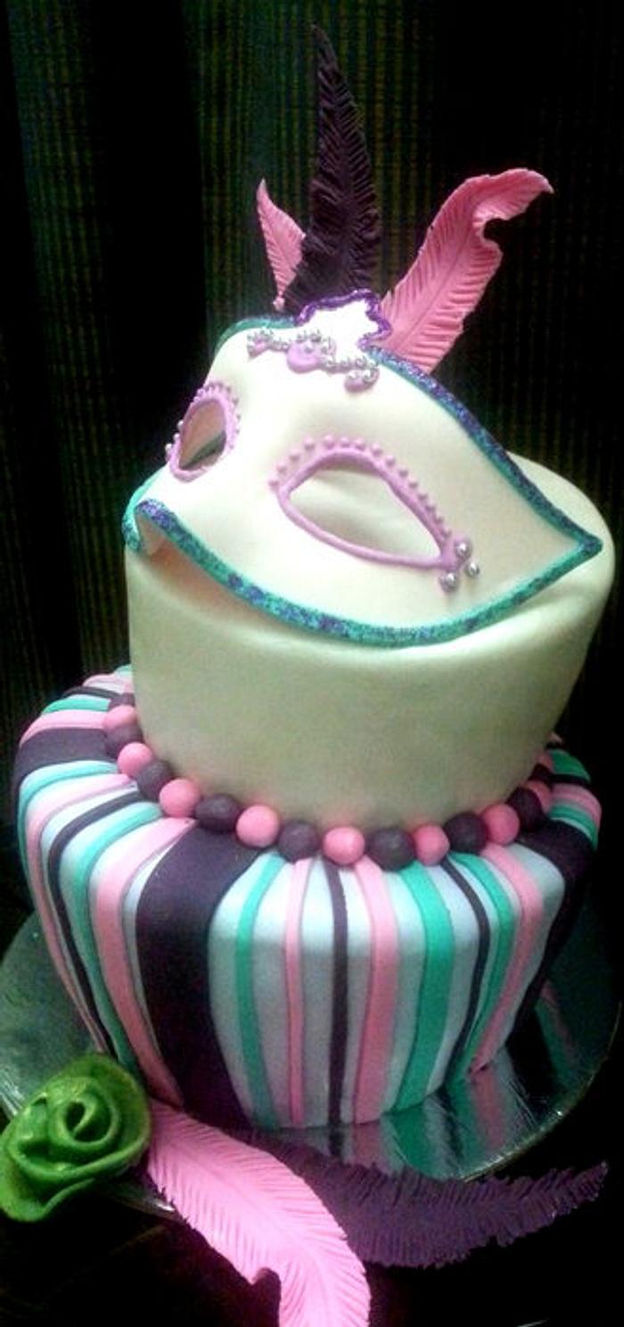 Masquerade Topsy Turvy Cake