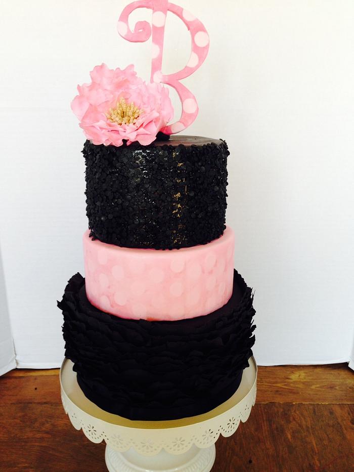Black & Pink Birthday Cake
