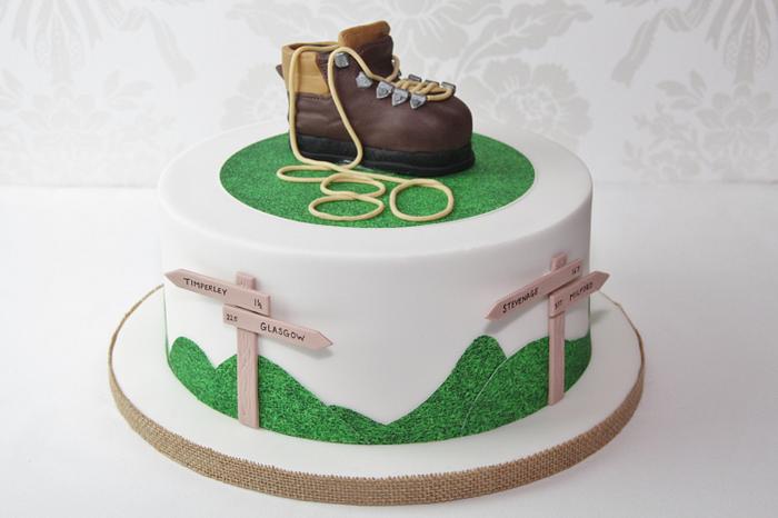 Walking theme birthday cake