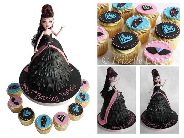 Monster High Draculaura cake and cupcakes 