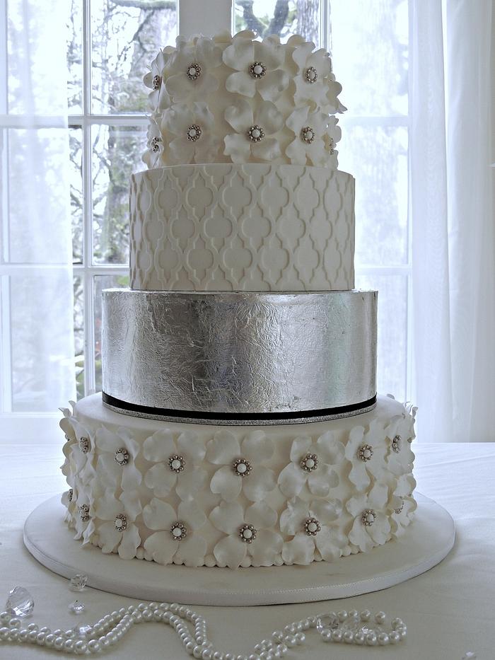 Silver Leaf Wedding Cake