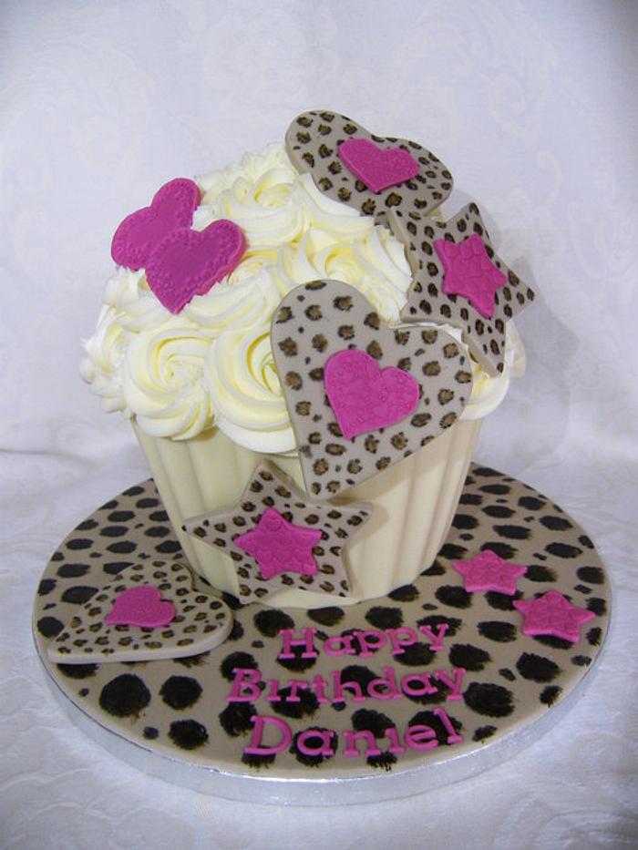 leopard print giant cupcake 