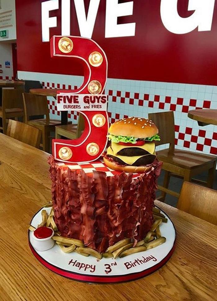 Five guys, burger and fries cake