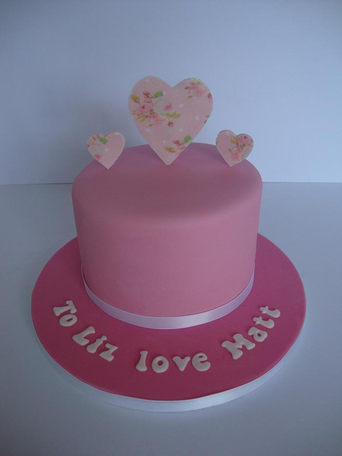 Patterned hearts birthday cake
