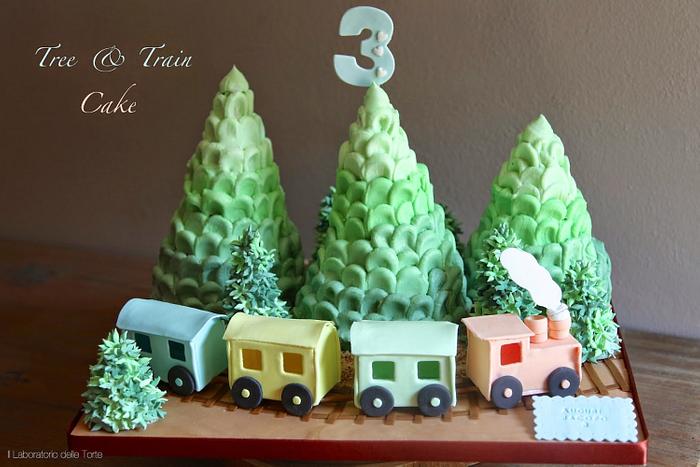 Tree & Train Cake
