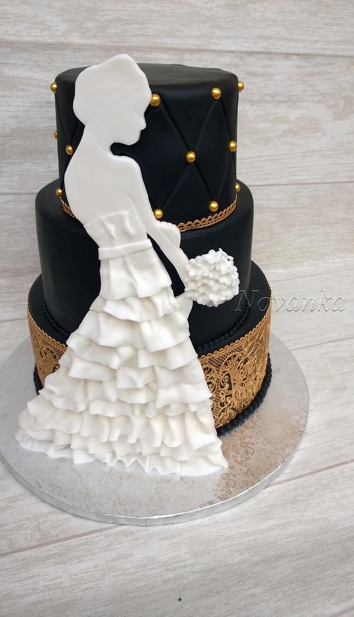 A black wedding cake