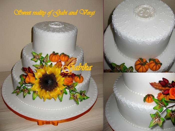 Birthday cake with sunflowers
