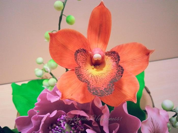 Gumpaste cymbidium orchid