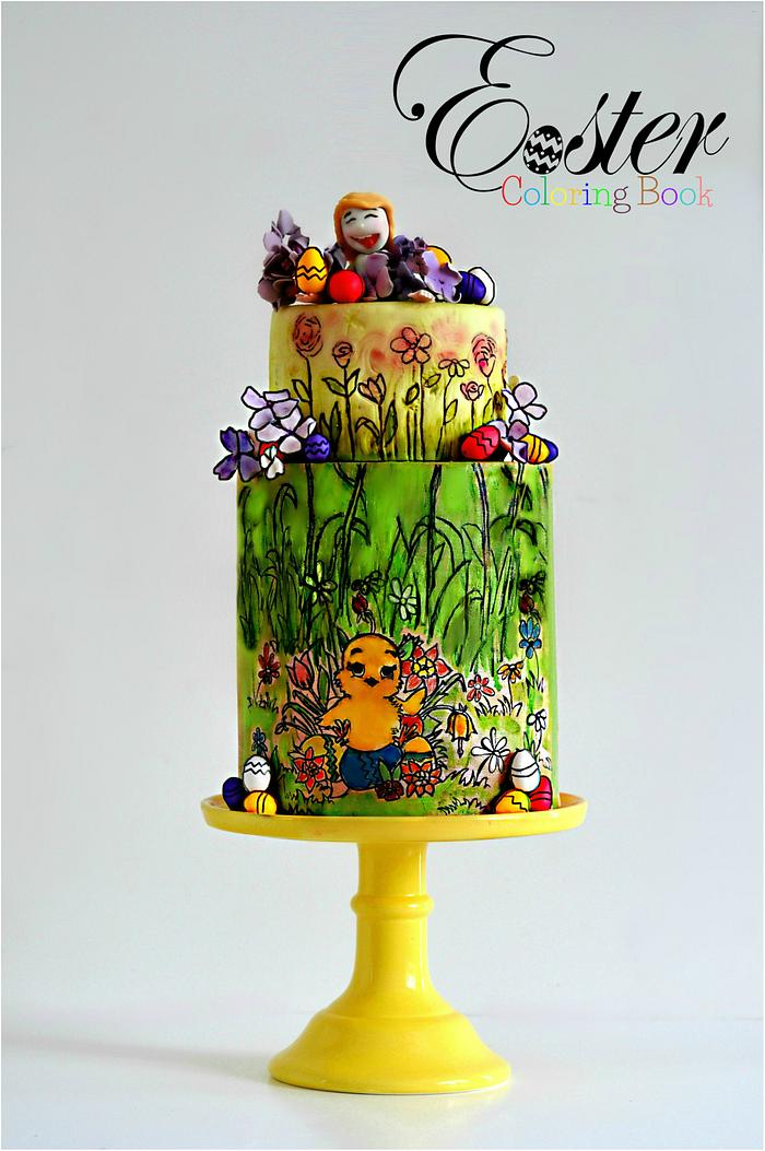 The Easter Egg Hunt - Easter Coloring Book Cake Collaboration