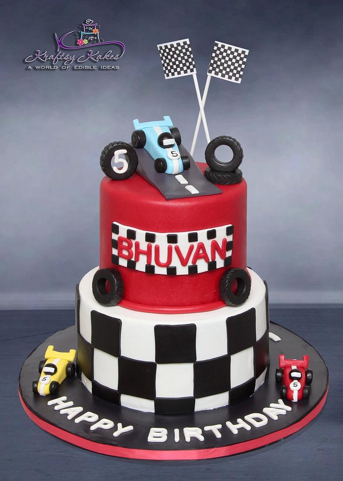 ‘Racing Cars’ cake for a boy 