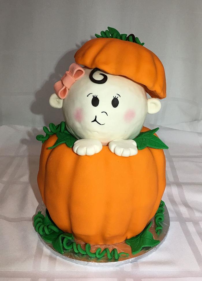 Pumpkin surprise baby shower cake