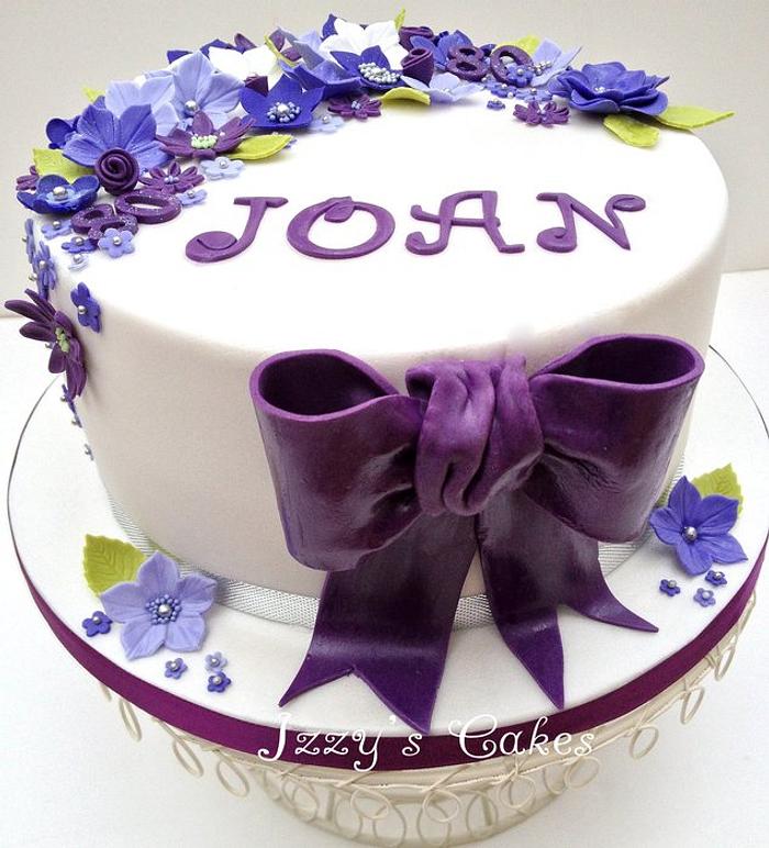 Purple and lilac 80th birthday cake