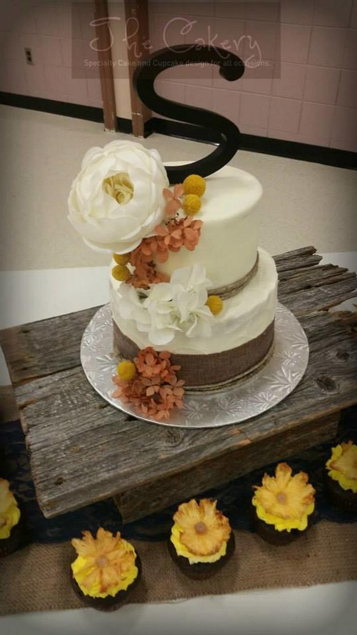 Rustic Burlap wedding cake