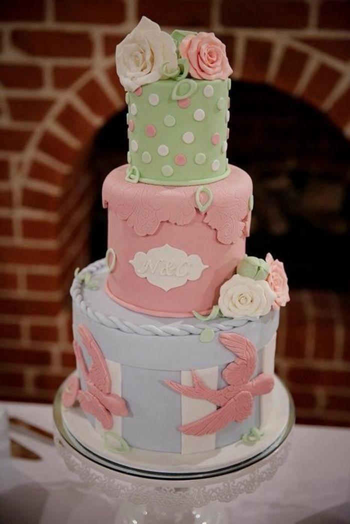 Pastel engagement cake