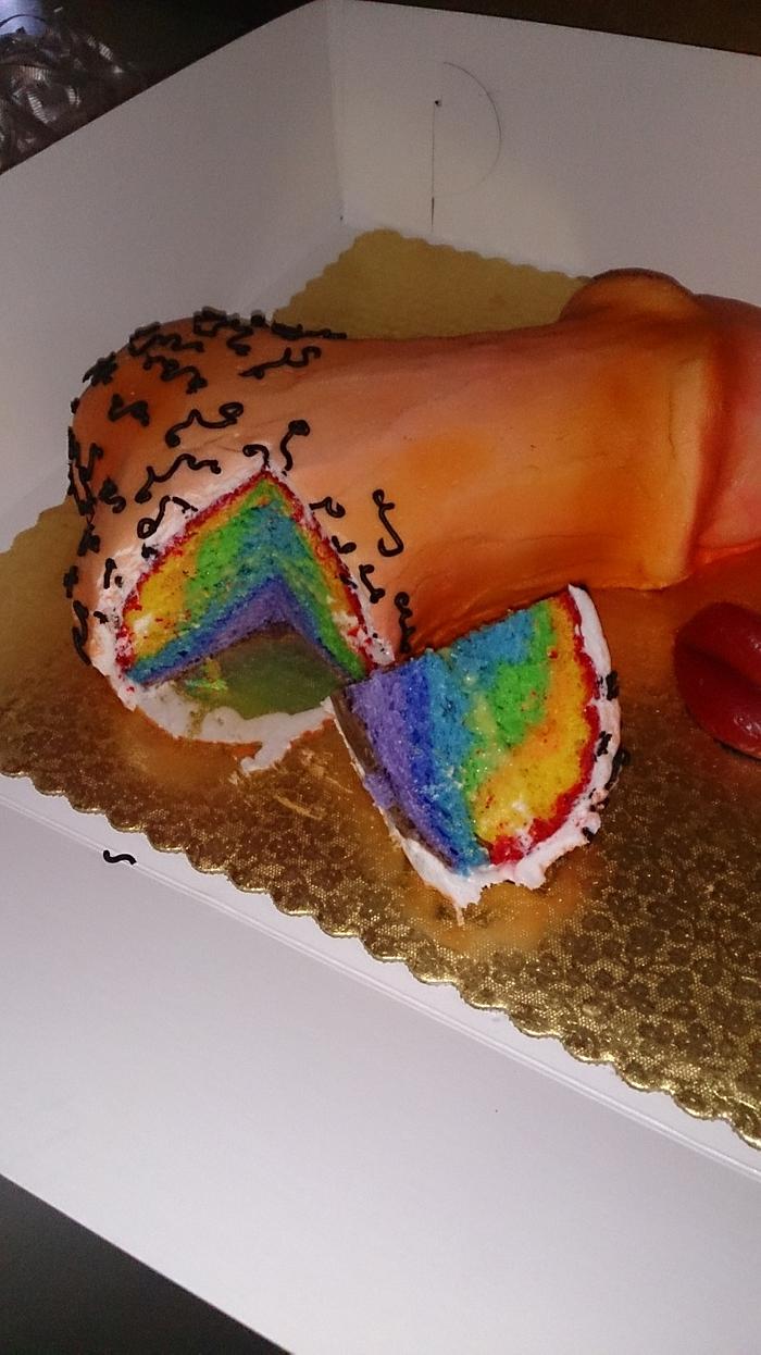 Rainbow Penis Cake