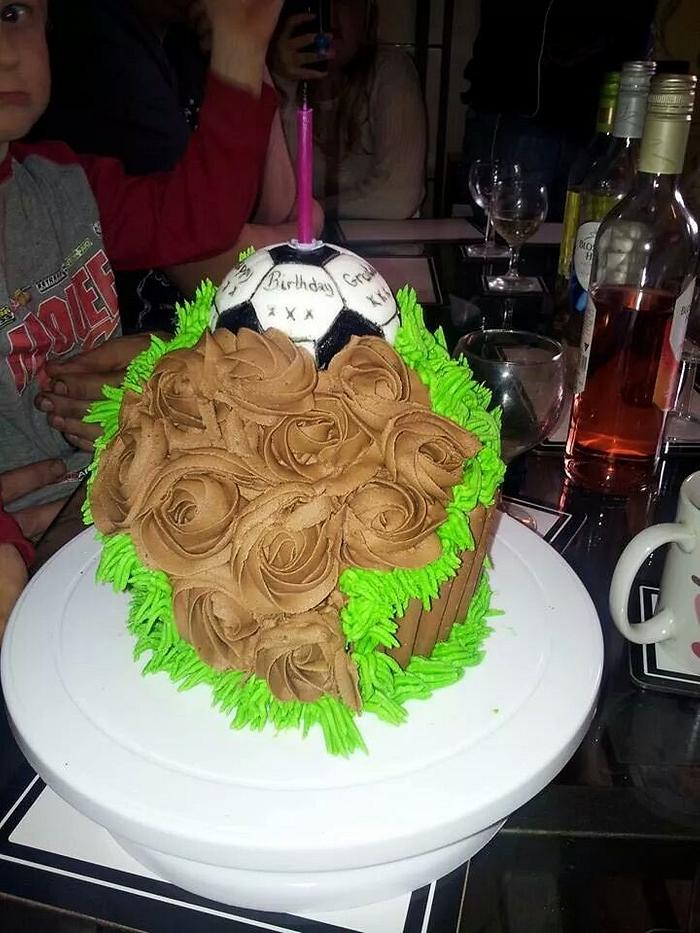 giant football cupcake