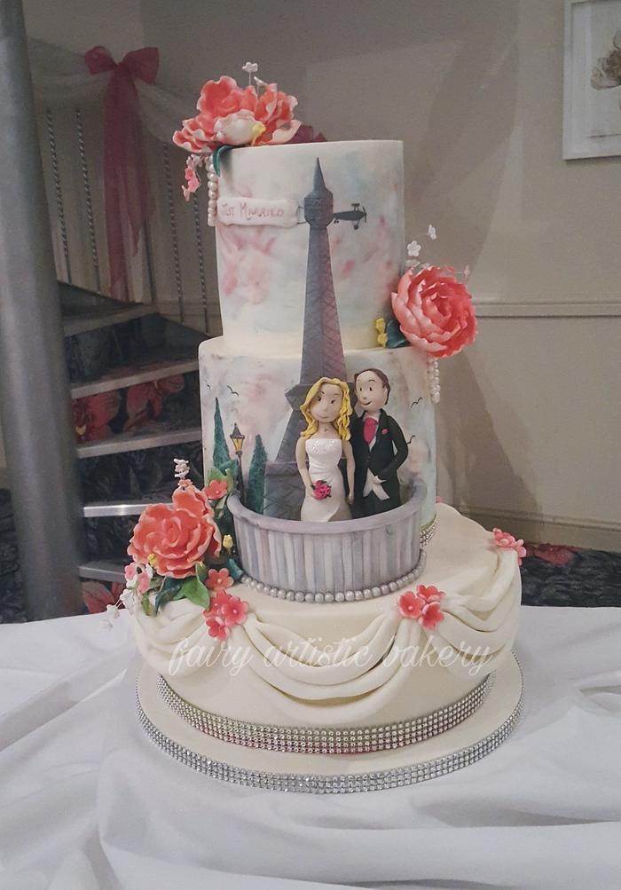 Paris themed wedding cake 