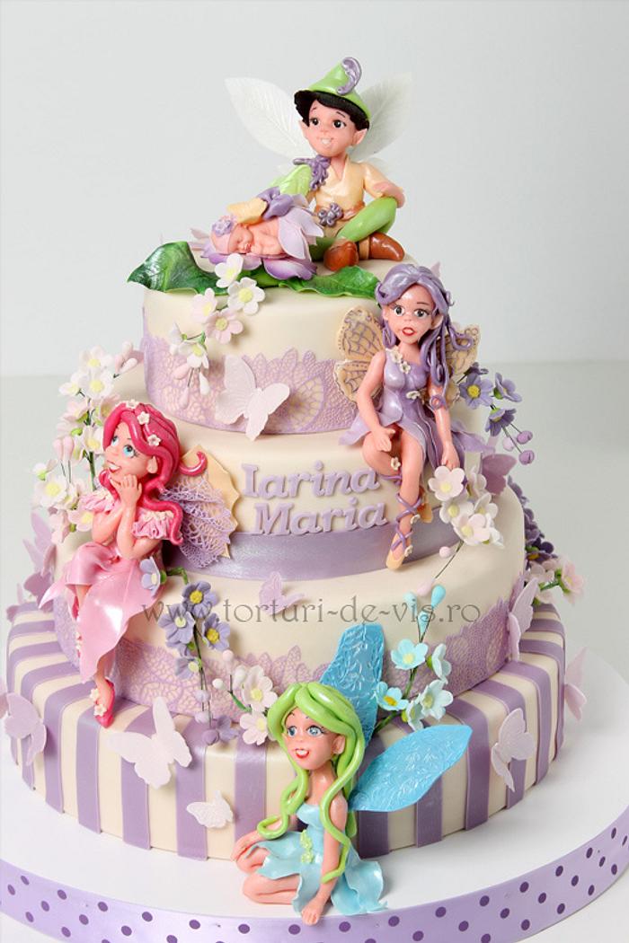 Christening cake with fairies