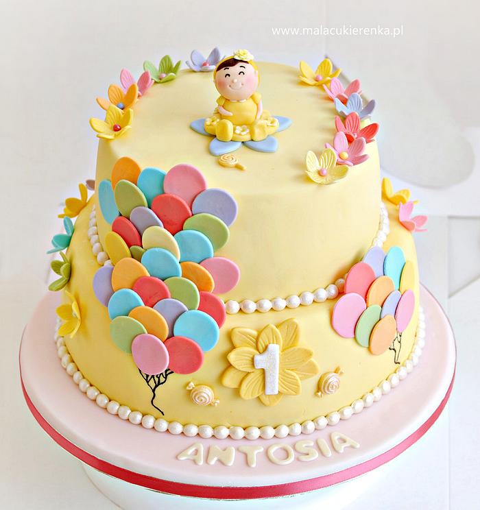 Yellow birthday cake