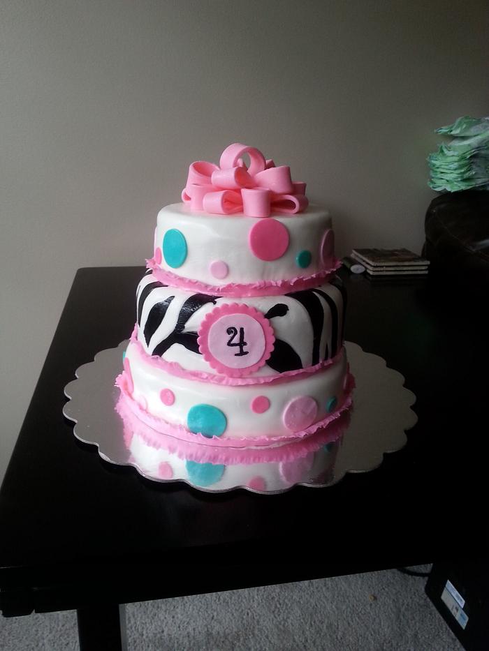 Poka Dot and Zebra birthday cake