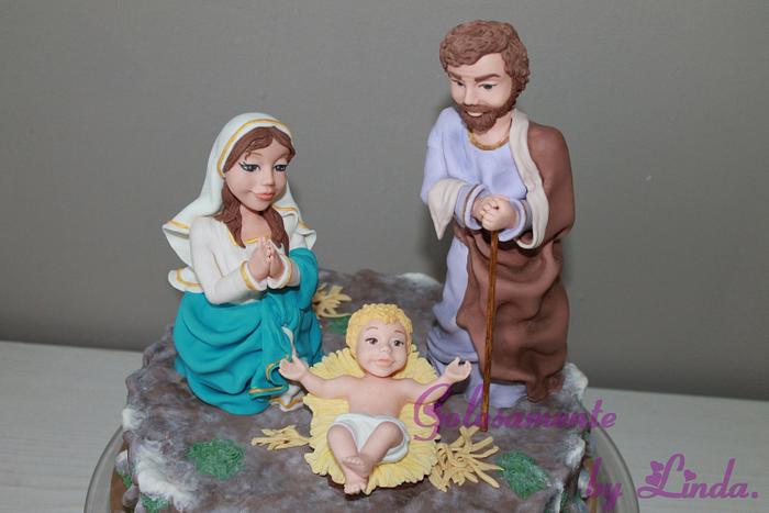 the Nativity Christmas cake