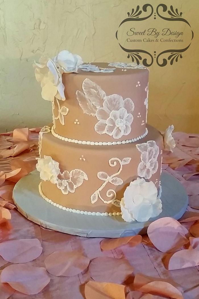 Brush embroidery wedding cake