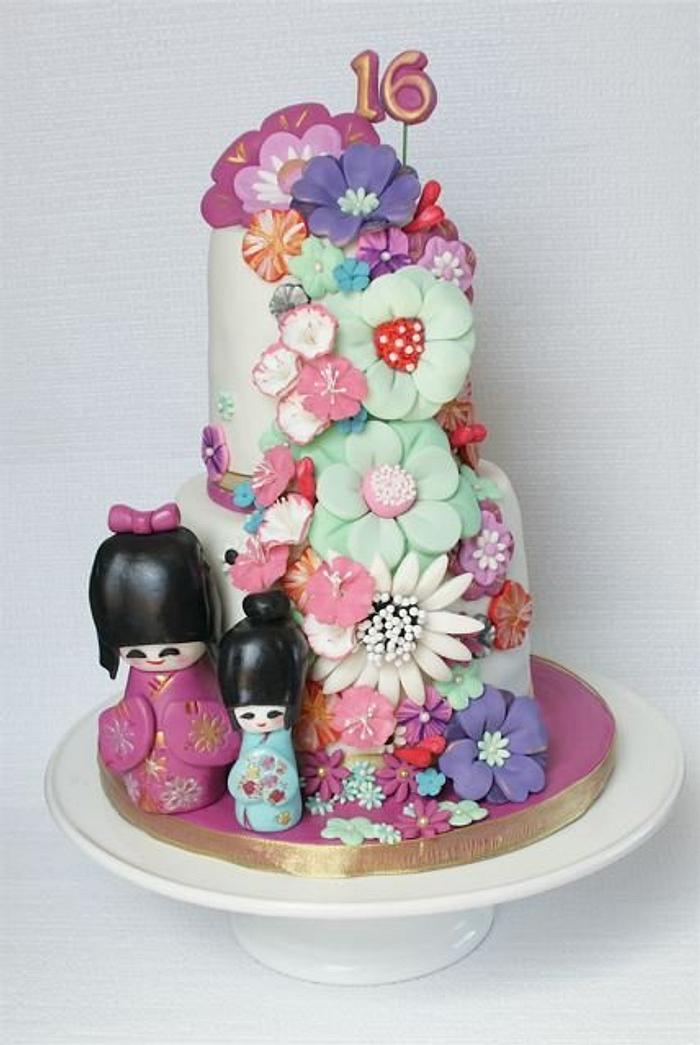 Sweet 16 Japanese doll and fantasy floral theme