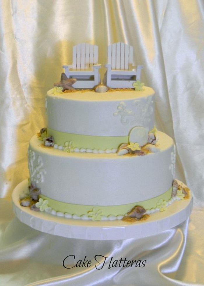 Pale Yellow beach wedding cake