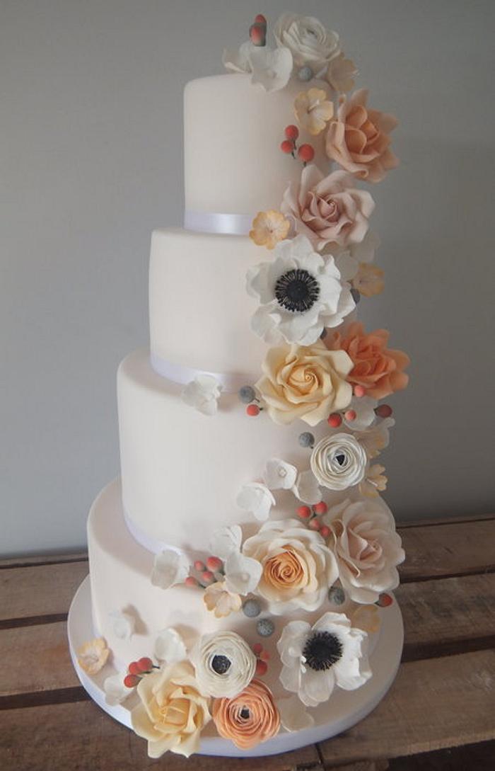 Floral cascade cake