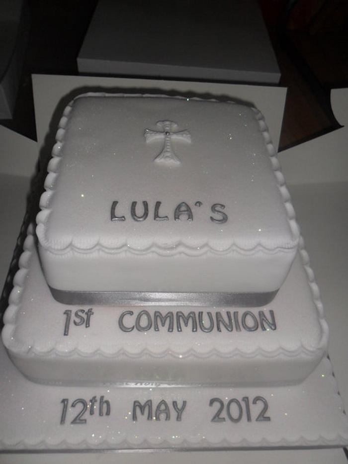 2 tier first communion cake