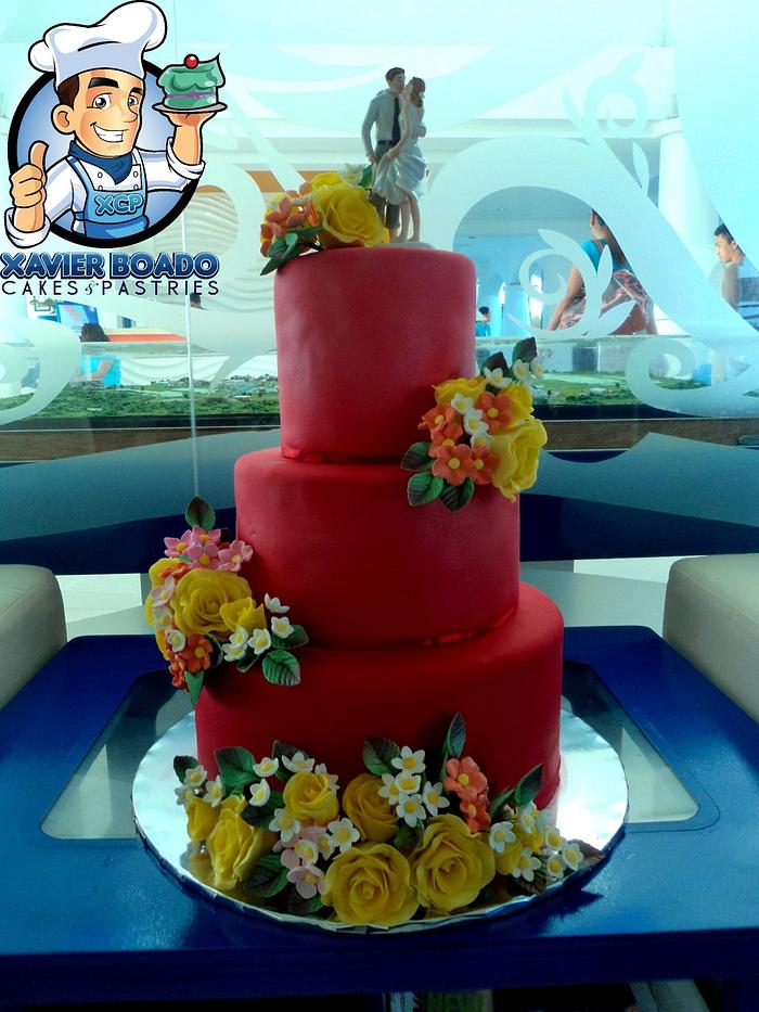 lovely red wedding cake!